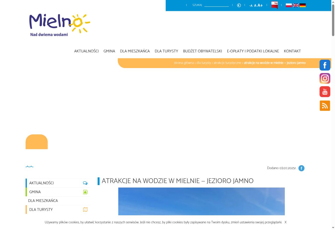 Vorschau der offiziellen Mielno-Seite zum Jamno-See